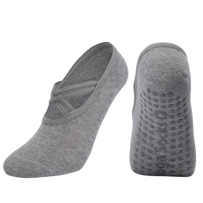 【Yoga Socks】H7浅麻灰-女士圆头瑜伽普拉提运动袜