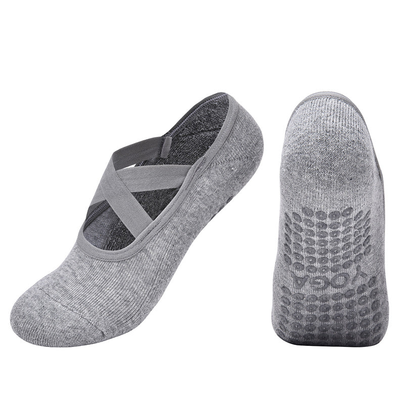 【Yoga Socks】Q2浅麻灰-女士毛圈圆头瑜伽普拉提运动袜