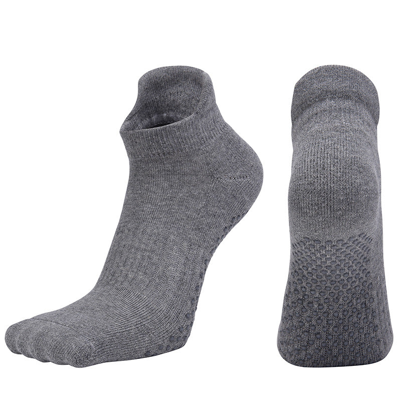 【Yoga Socks】D1浅麻灰-女士毛圈圆头瑜伽普拉提运动袜
