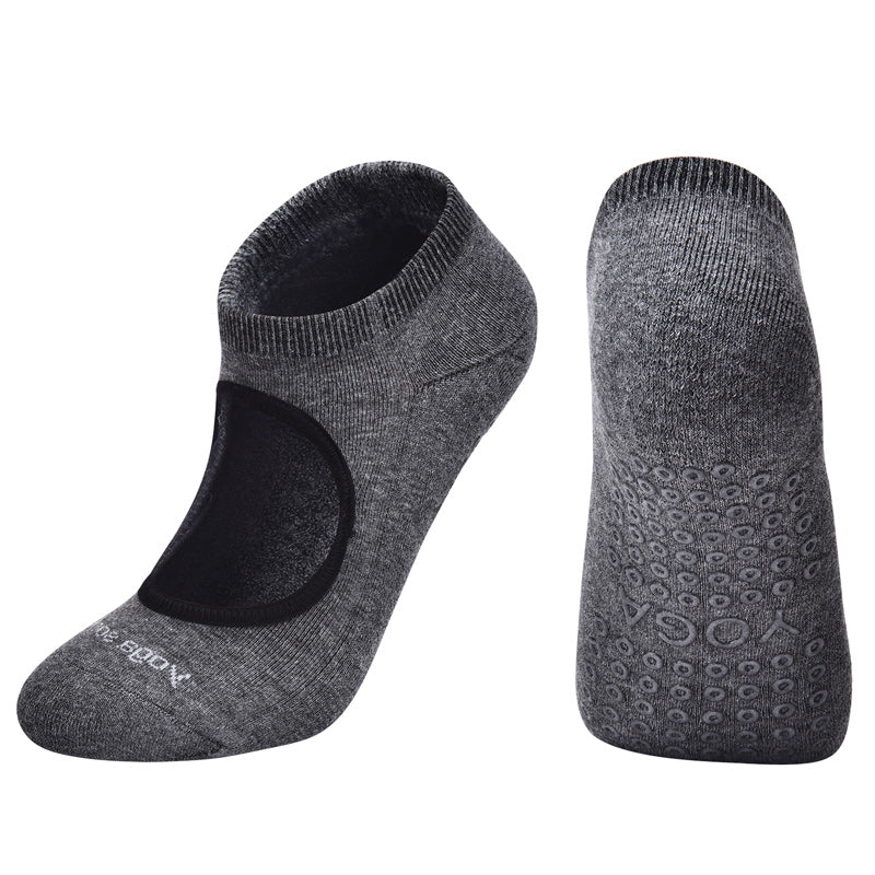 【Yoga Socks】A3深麻灰-女士毛圈圆头瑜伽普拉提运动袜
