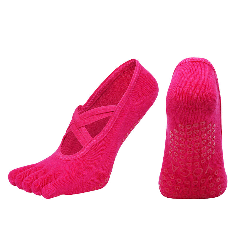 【Yoga Socks】W2玫红-女士五指瑜伽普拉提运动袜