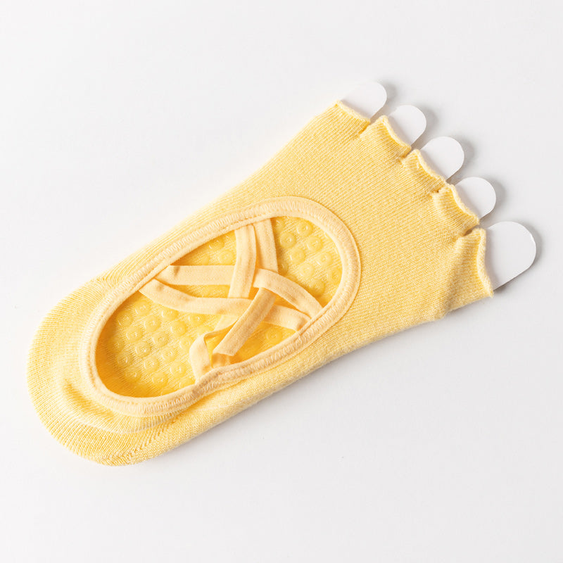 【Yoga Socks】T2黄色-女士半趾瑜伽普拉提运动袜