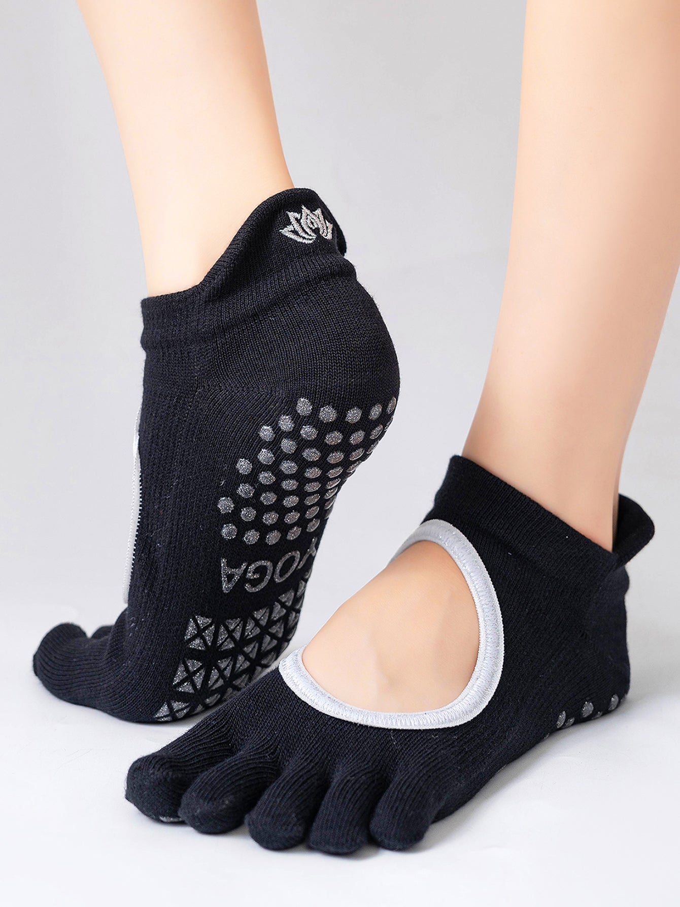 【Yoga Socks】V3黑银-女士五指瑜伽普拉提运动袜