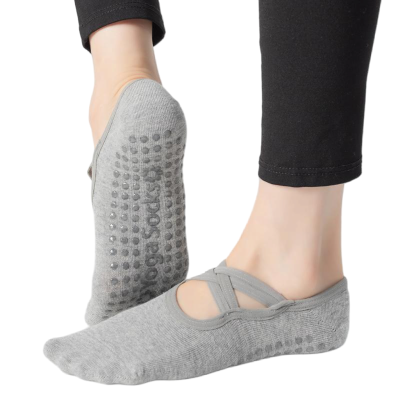 【Yoga Socks】H7浅麻灰-女士圆头瑜伽普拉提运动袜