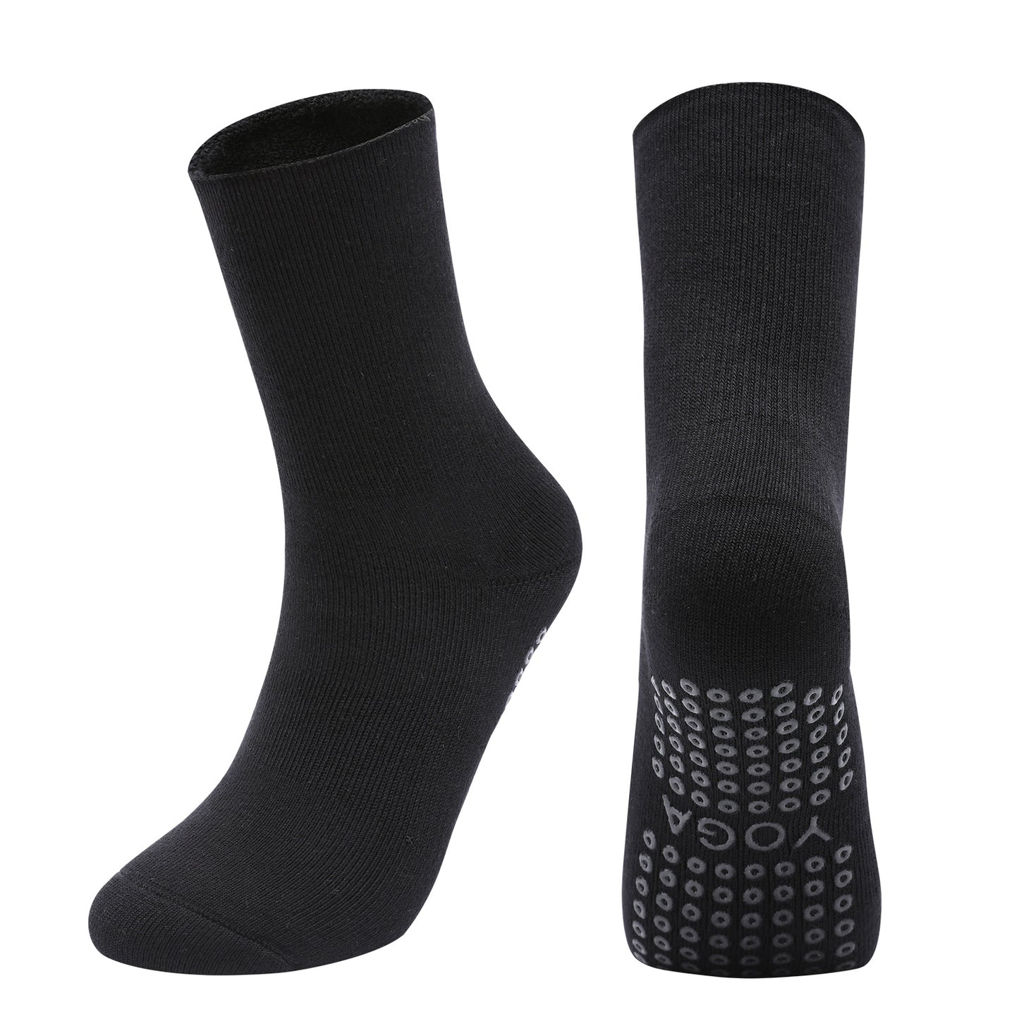 【Yoga Socks】D11黑色-女士长筒毛圈圆头瑜伽普拉提运动袜