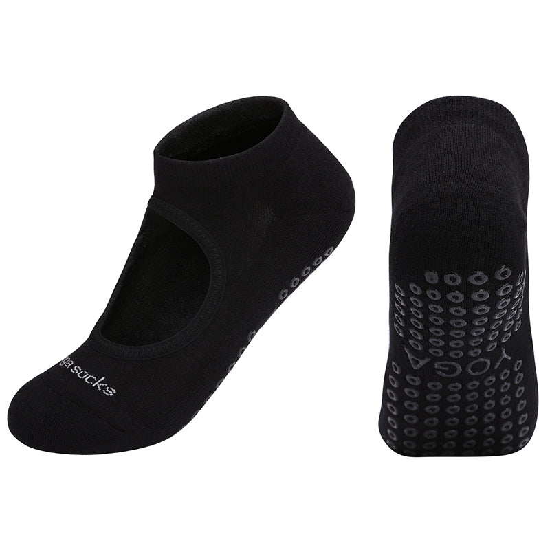 【Yoga Socks】A3黑色-女士毛圈圆头瑜伽普拉提运动袜