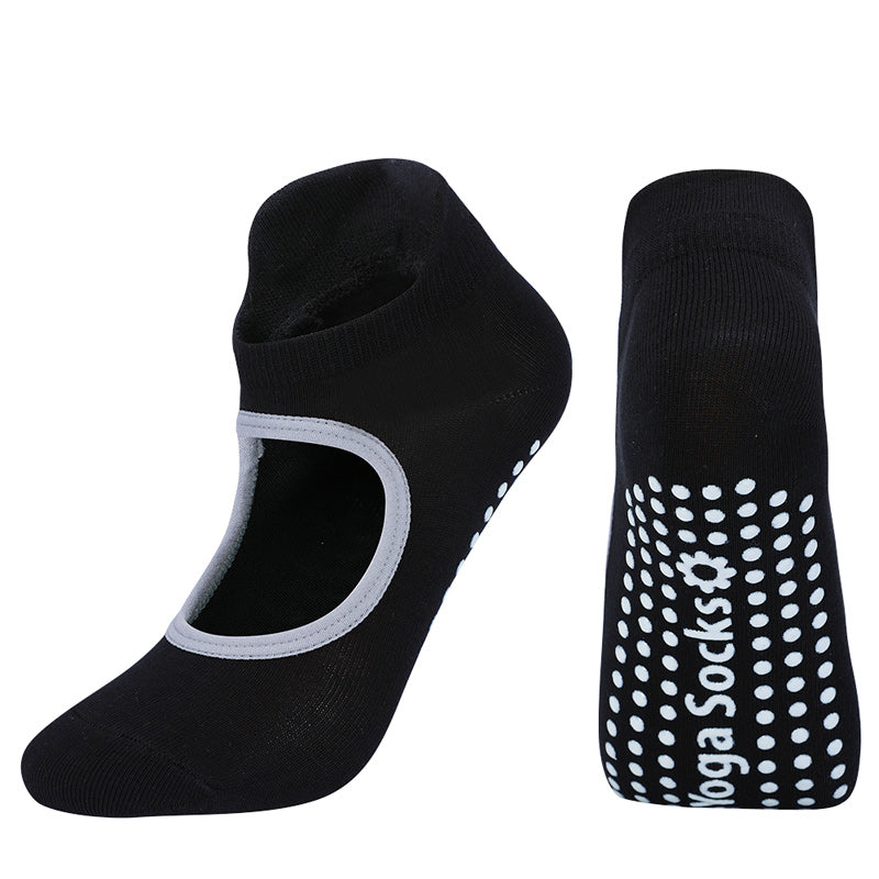 【Yoga Socks】B2黑色-女士圆头瑜伽普拉提运动袜