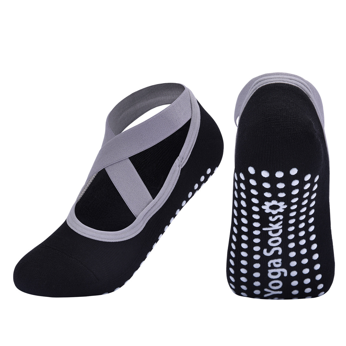 【Yoga Socks】Q3黑色-女士毛圈圆头瑜伽普拉提运动袜