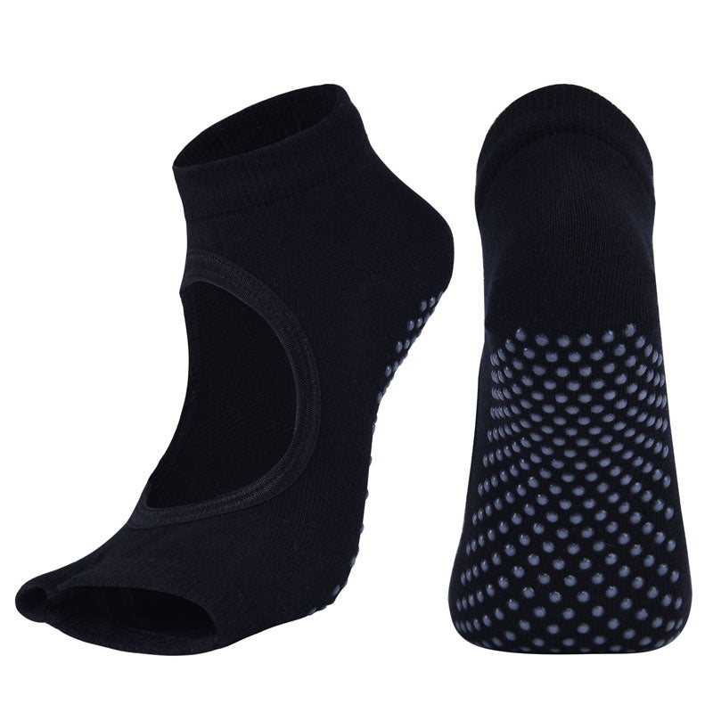 【Yoga Socks】J1黑色-女士二指瑜伽普拉提运动袜