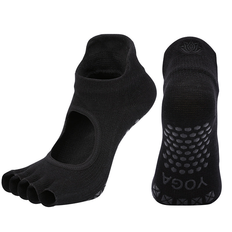 【Yoga Socks】C1黑色-女士刺绣半趾瑜伽普拉提运动袜