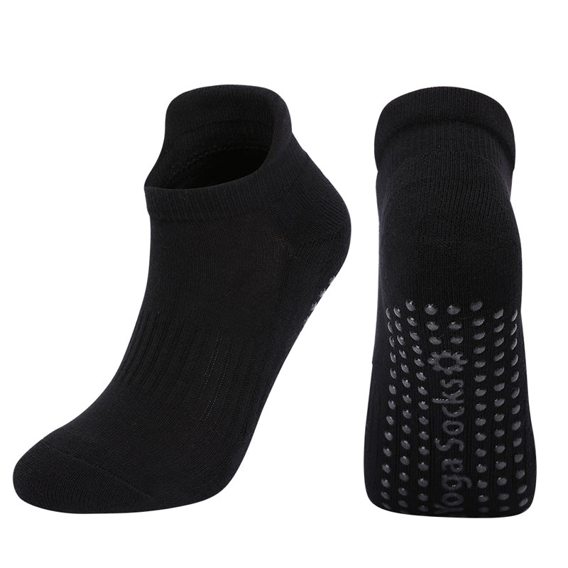 【Yoga Socks】D9黑色-女士毛圈圆头瑜伽普拉提运动袜
