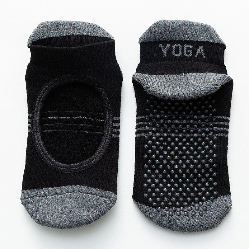 【Yoga Socks】A2黑灰-女士撞色毛圈圆头瑜伽普拉提运动袜