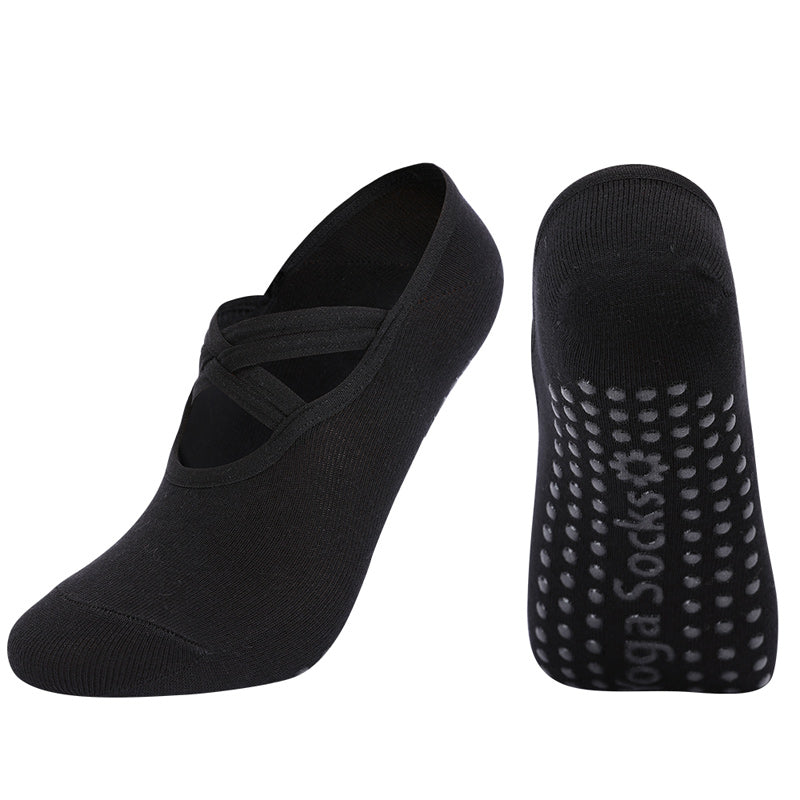 【Yoga Socks】H7黑色-女士圆头瑜伽普拉提运动袜