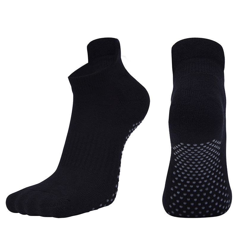 【Yoga Socks】D1黑色-女士毛圈圆头瑜伽普拉提运动袜