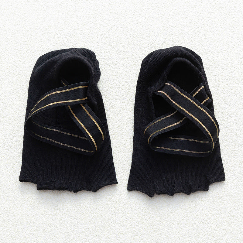 【Yoga Socks】T4黑色-女士半趾瑜伽普拉提运动袜