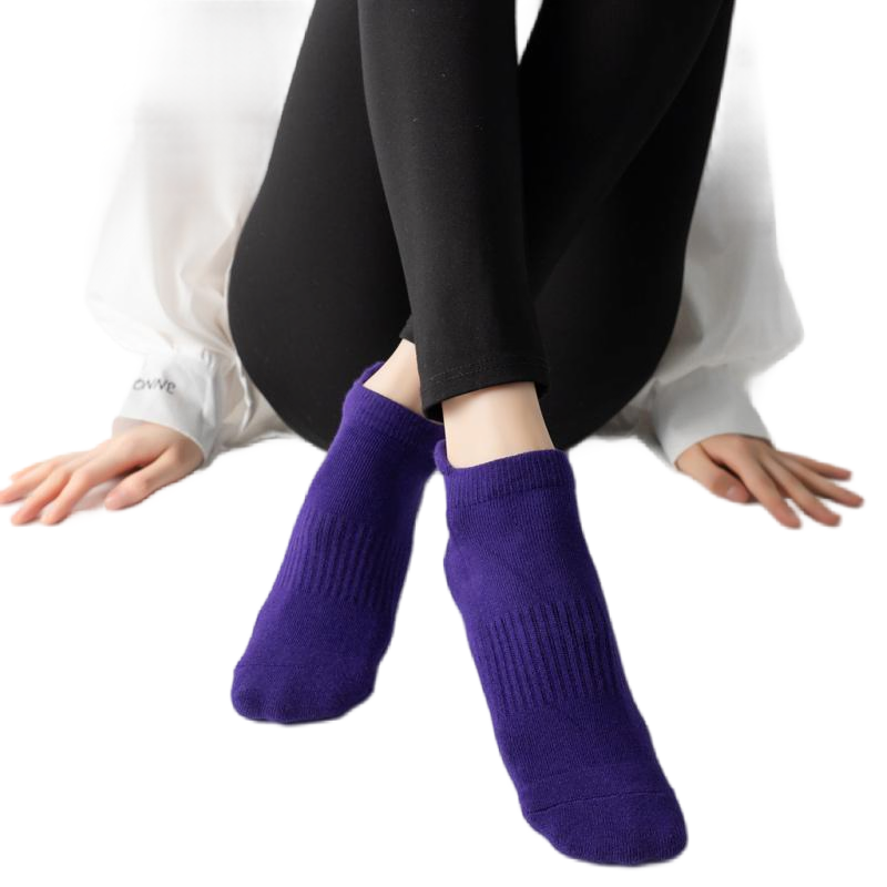 【Yoga Socks】D1紫罗兰-女士毛圈圆头瑜伽普拉提运动袜