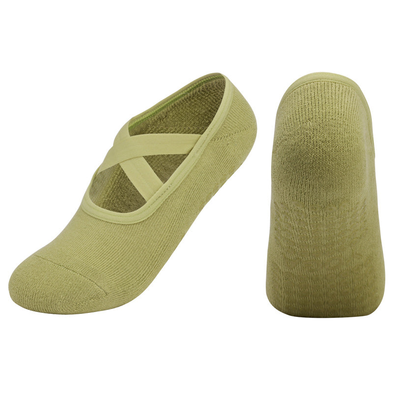 【Yoga Socks】Q2绿色-女士毛圈圆头瑜伽普拉提运动袜