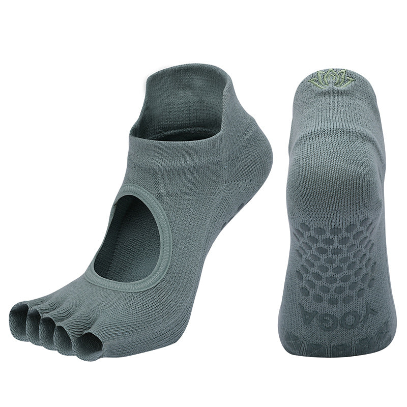 【Yoga Socks】C1孔雀绿-女士刺绣半趾瑜伽普拉提运动袜