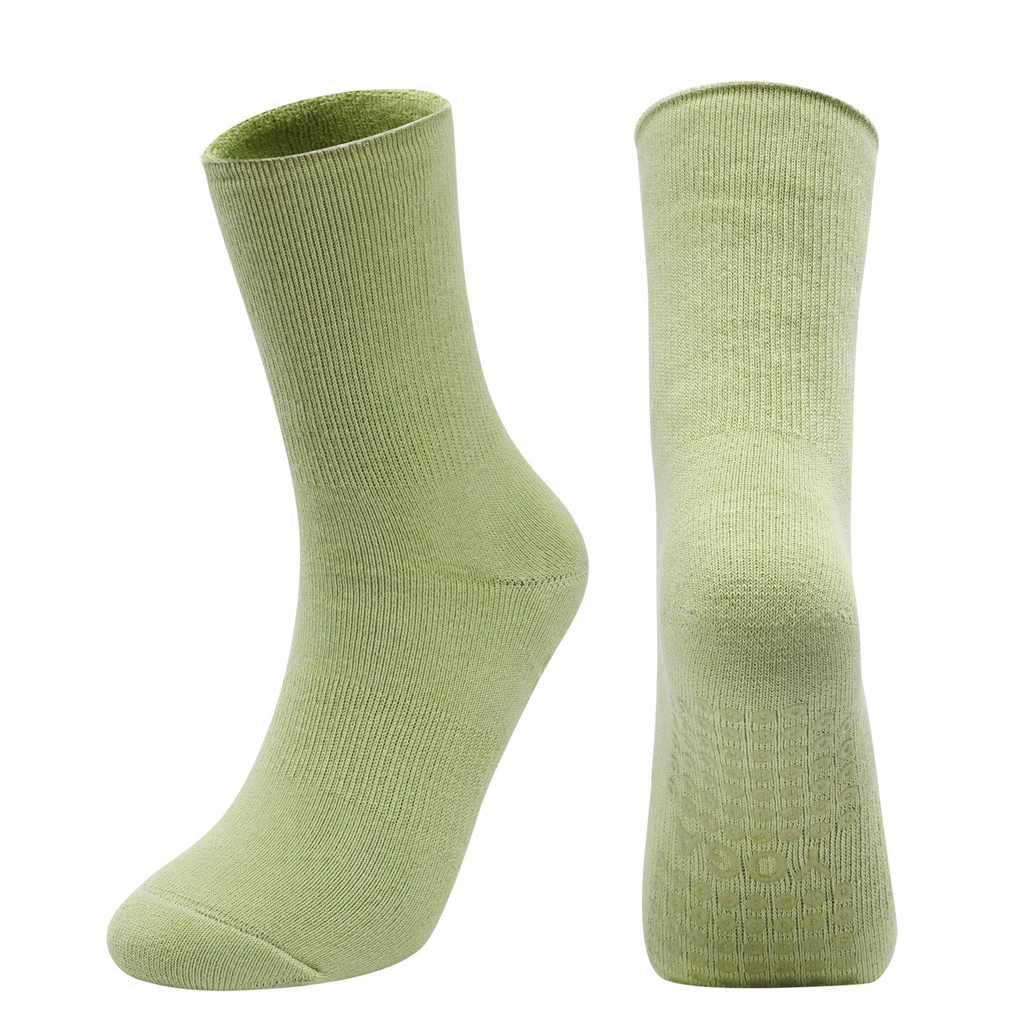 【Yoga Socks】D11绿色-女士长筒毛圈圆头瑜伽普拉提运动袜