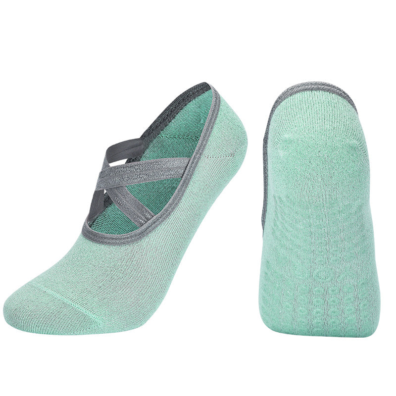 【Yoga Socks】H3翠绿-女士银丝圆头瑜伽普拉提运动袜