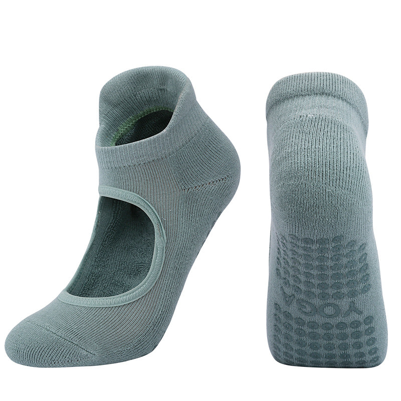 【Yoga Socks】A4孔雀绿-女士毛圈圆头瑜伽普拉提运动袜