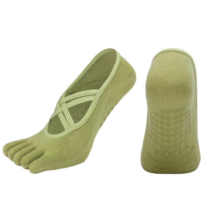 【Yoga Socks】W2绿色-女士五指瑜伽普拉提运动袜