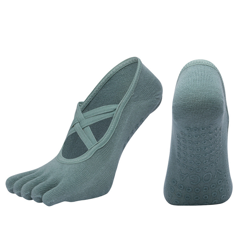 【Yoga Socks】W2孔雀绿-女士五指瑜伽普拉提运动袜