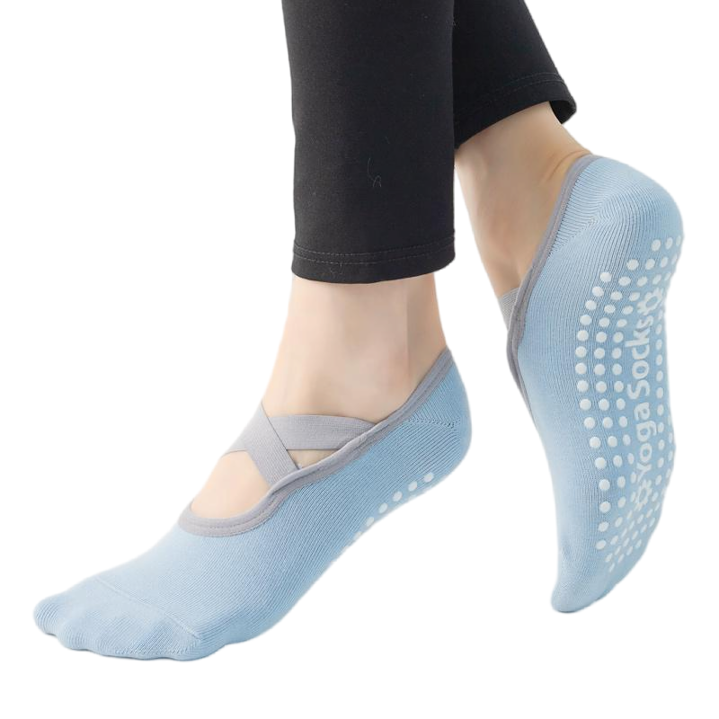 【Yoga Socks】H6浅蓝-女士圆头瑜伽普拉提运动袜