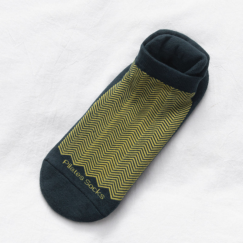 【Yoga Socks】D4绿黄-女士提花香薰毛圈圆头瑜伽普拉提运动袜