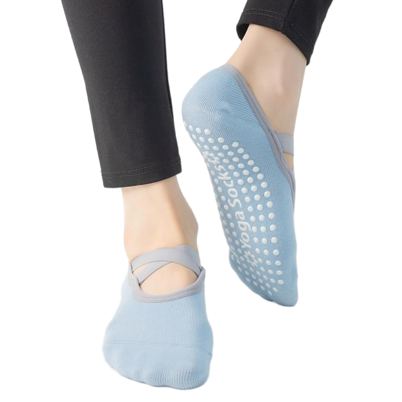 【Yoga Socks】H6浅蓝-女士圆头瑜伽普拉提运动袜