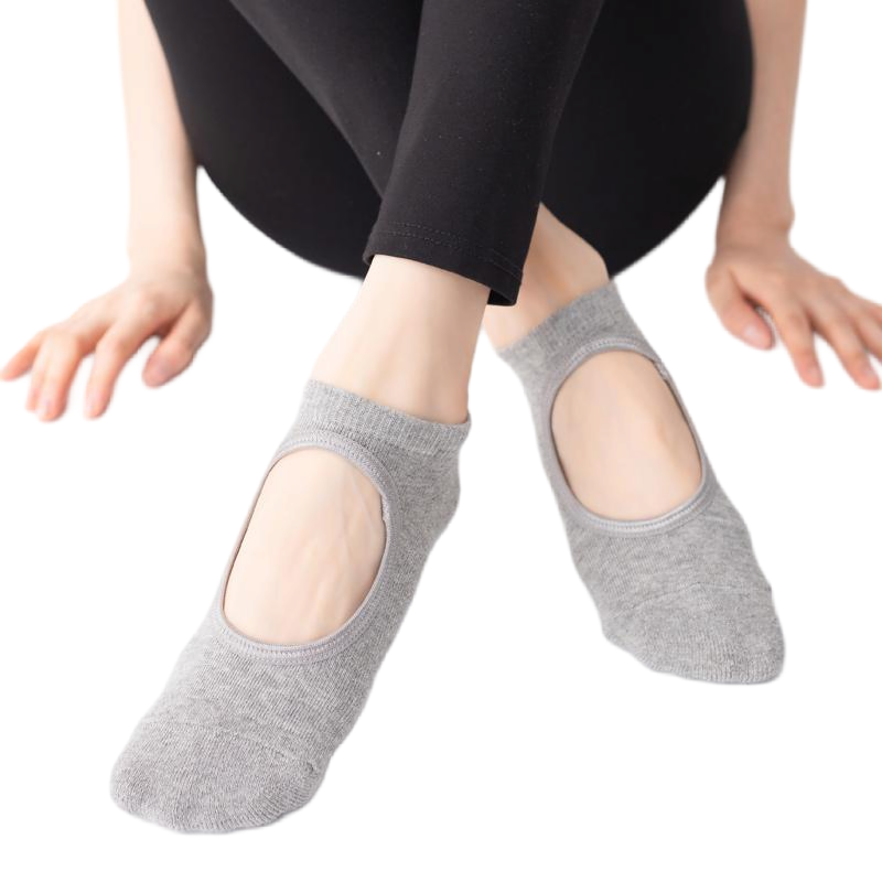 【Yoga Socks】A1浅麻灰-女士毛圈圆头瑜伽普拉提运动袜