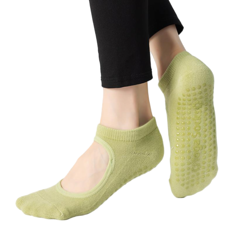 【Yoga Socks】A9绿色-女士毛圈圆头瑜伽普拉提运动袜