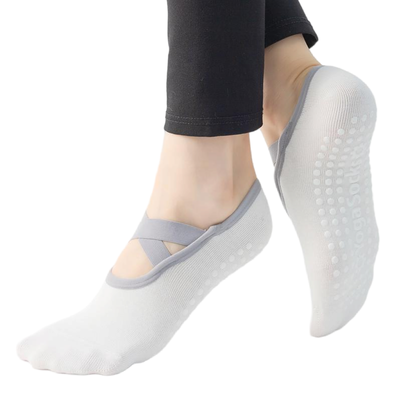【Yoga Socks】H6白色-女士圆头瑜伽普拉提运动袜