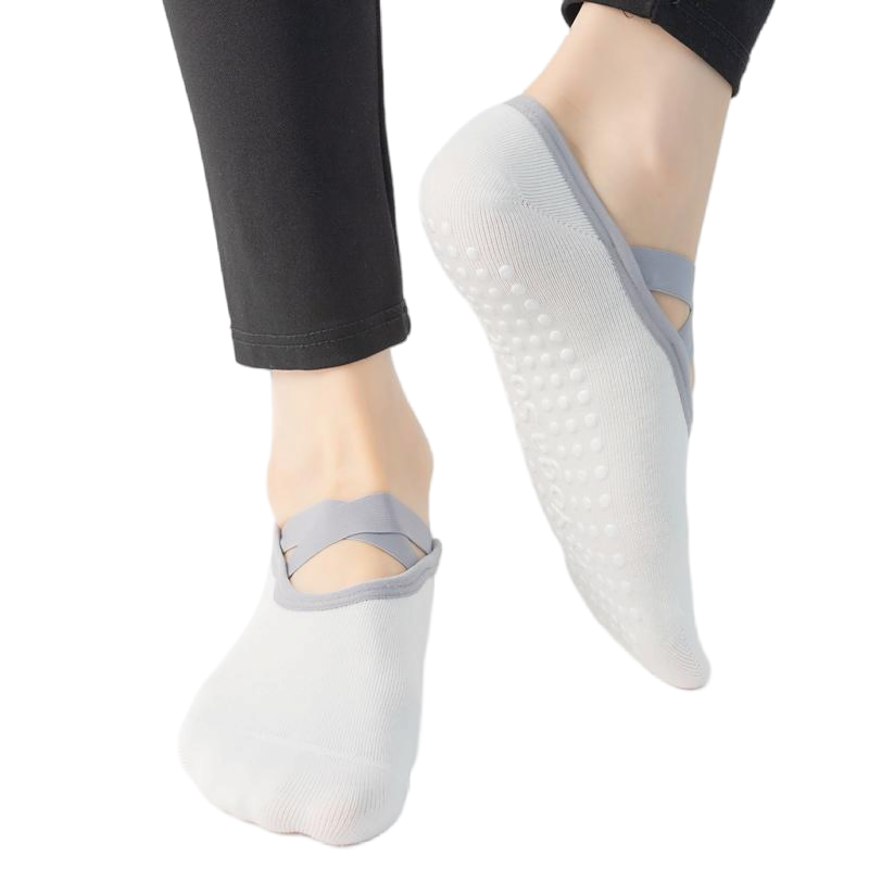 【Yoga Socks】H6白色-女士圆头瑜伽普拉提运动袜