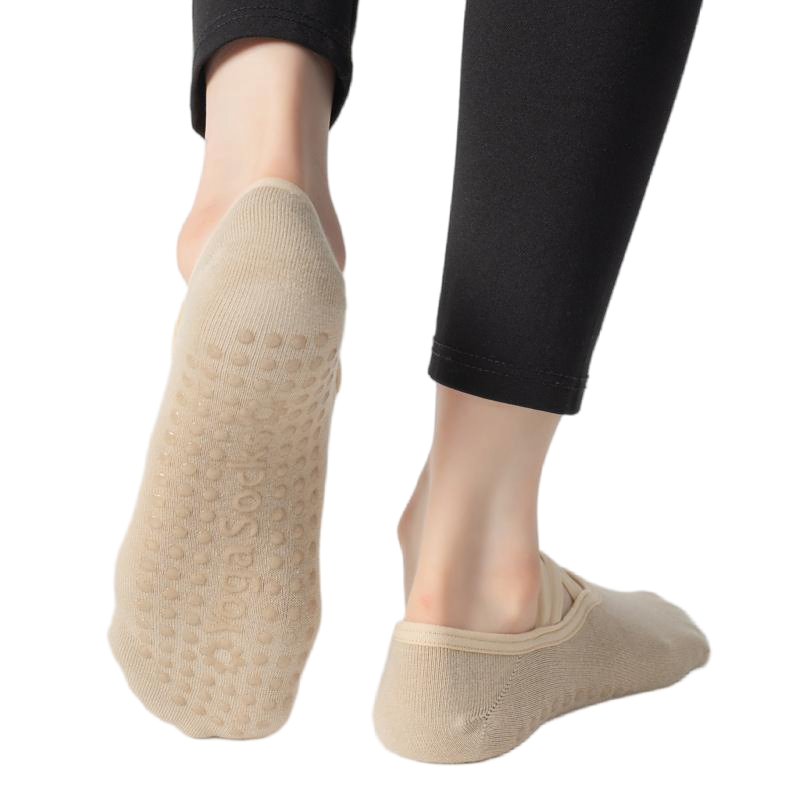 【Yoga Socks】H7米色-女士圆头瑜伽普拉提运动袜