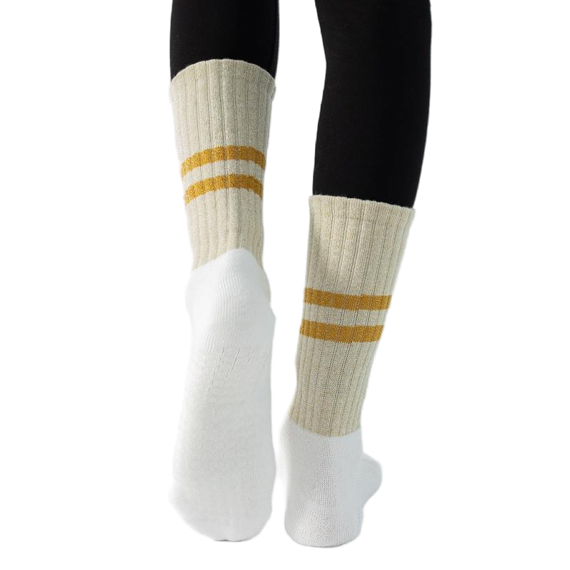 【Yoga Socks】D10白色-女士金丝毛圈圆头瑜伽普拉提运动袜