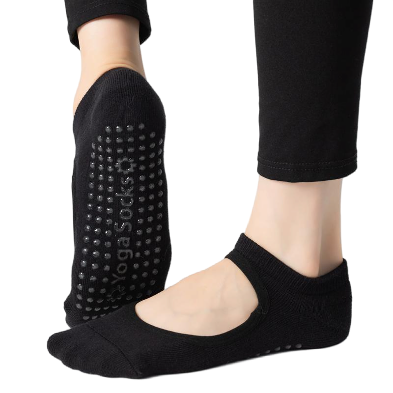 【Yoga Socks】A9黑色-女士毛圈圆头瑜伽普拉提运动袜