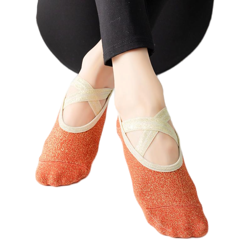【Yoga Socks】H4中国红-女士金丝圆头瑜伽普拉提运动袜