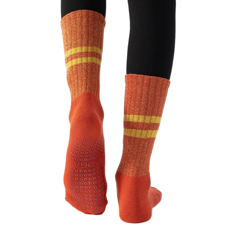 【Yoga Socks】D10中国红-女士金丝毛圈圆头瑜伽普拉提运动袜