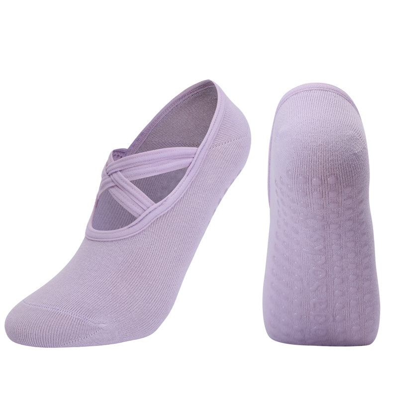 【Yoga Socks】H7浅紫-女士圆头瑜伽普拉提运动袜