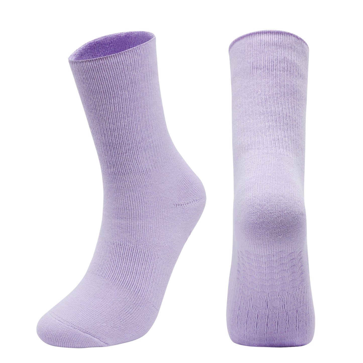【Yoga Socks】D11浅紫-女士长筒毛圈圆头瑜伽普拉提运动袜