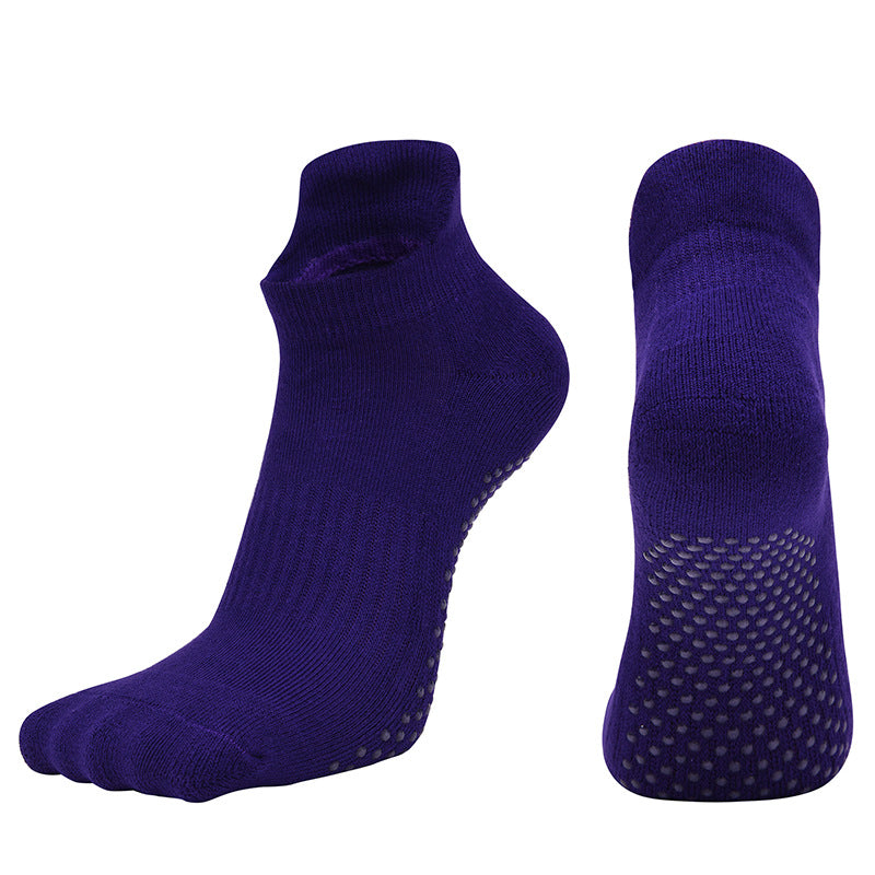 【Yoga Socks】D1紫罗兰-女士毛圈圆头瑜伽普拉提运动袜