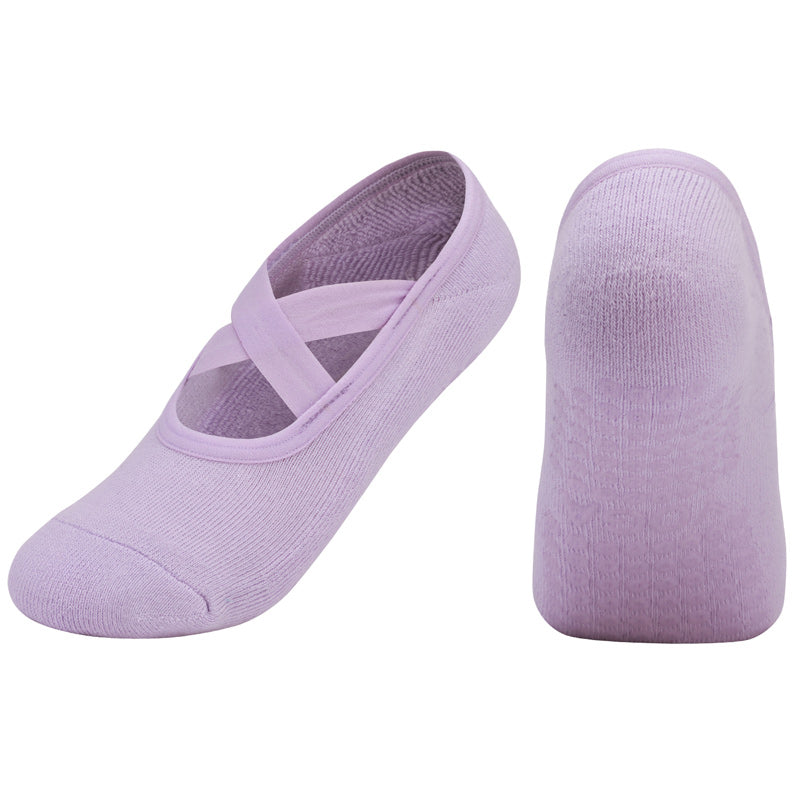 【Yoga Socks】Q2浅紫-女士毛圈圆头瑜伽普拉提运动袜
