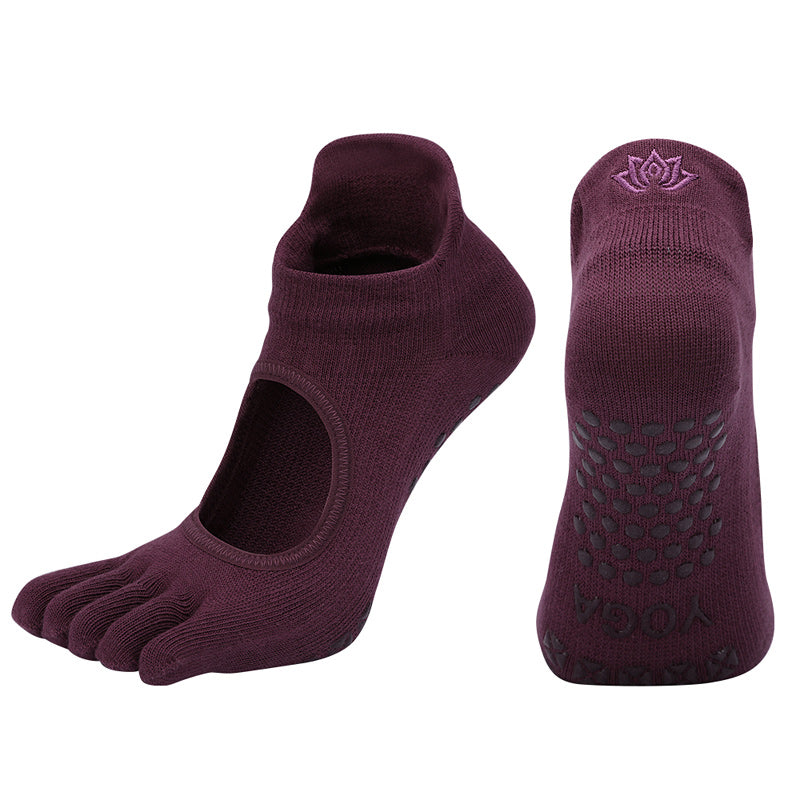 【Yoga Socks】V1紫红-女士五指瑜伽普拉提运动袜