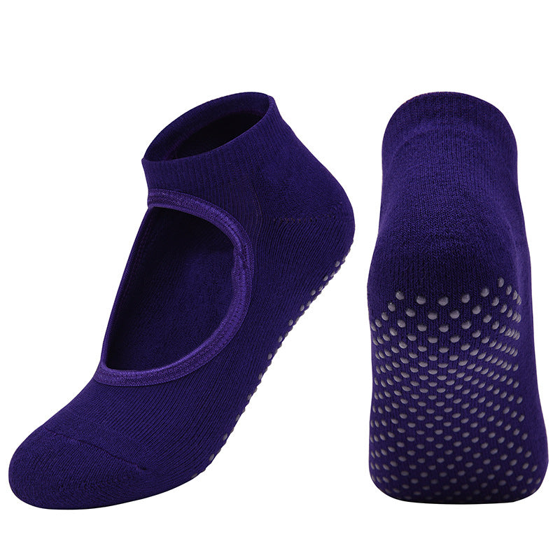 【Yoga Socks】A1紫罗兰-女士毛圈圆头瑜伽普拉提运动袜