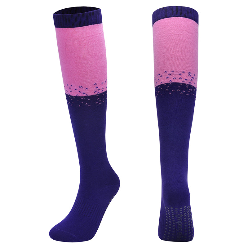 【Yoga Socks】Y1紫粉-女士撞色长筒圆头瑜伽普拉提运动袜