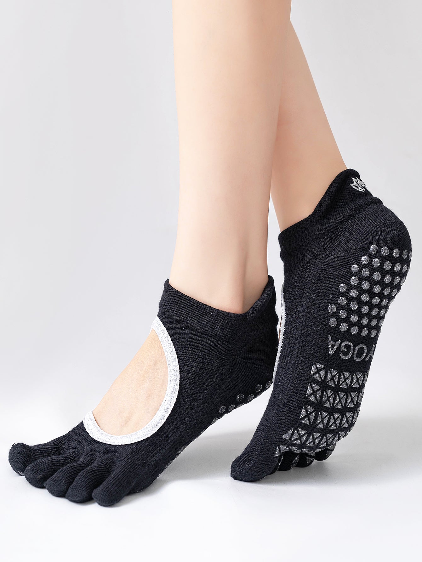 【Yoga Socks】V3黑银-女士五指瑜伽普拉提运动袜