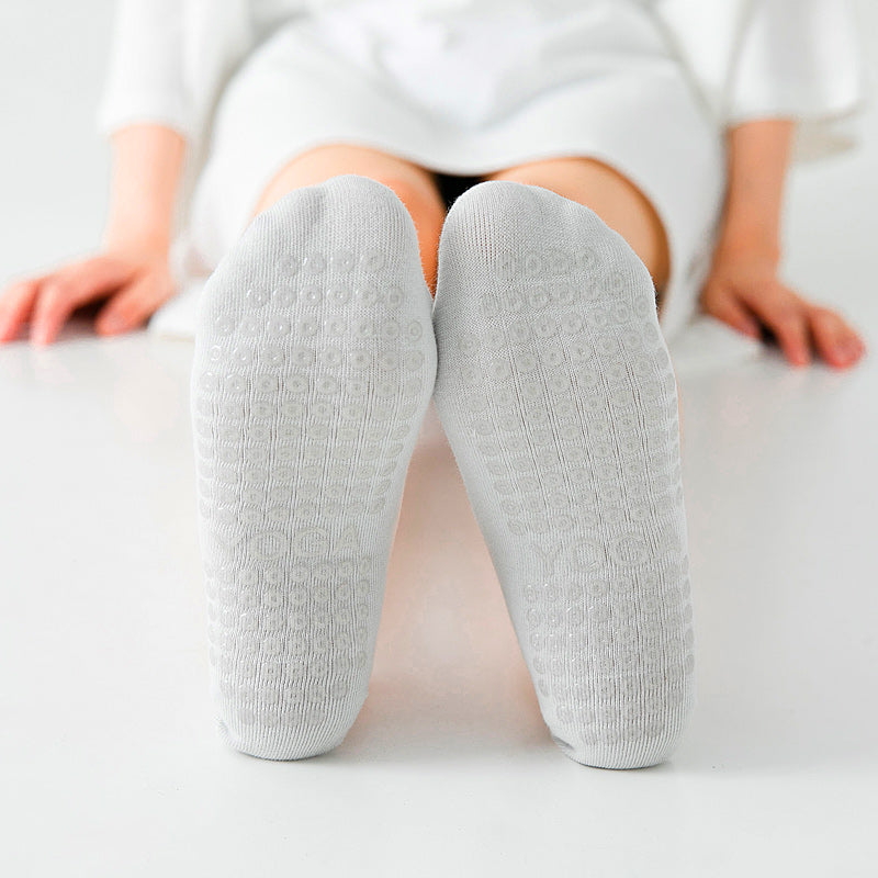 【Yoga Socks】R1浅灰-女士花边圆头瑜伽普拉提运动袜