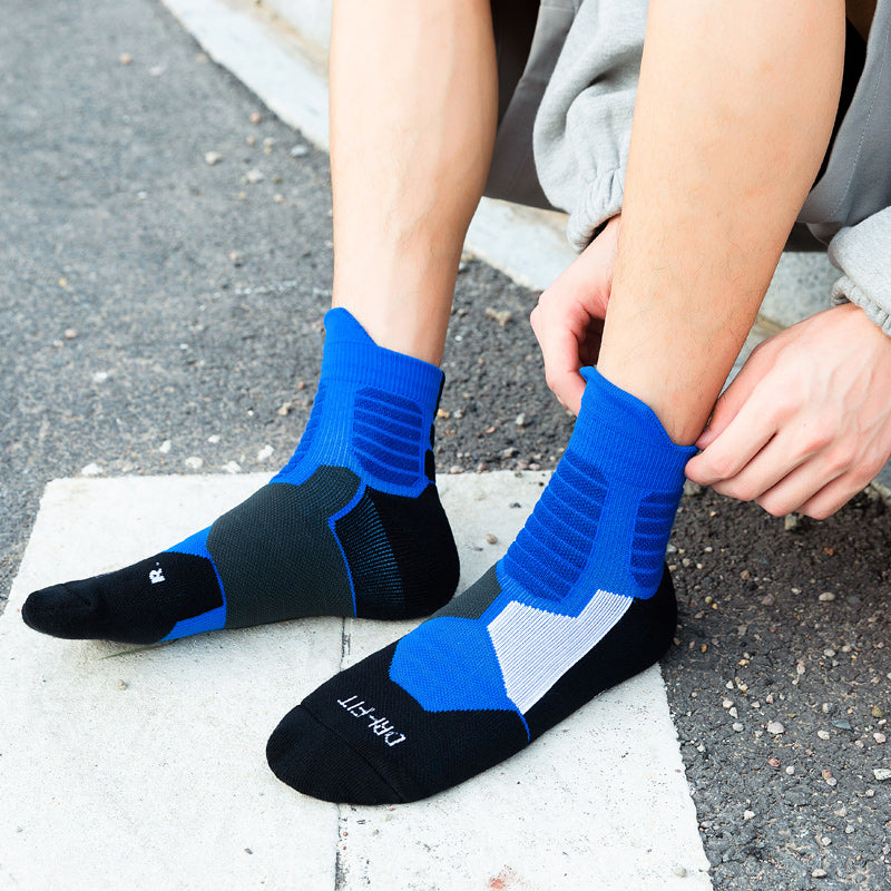 【Basketball Socks】B2蓝色-男士毛圈中筒篮球运动袜