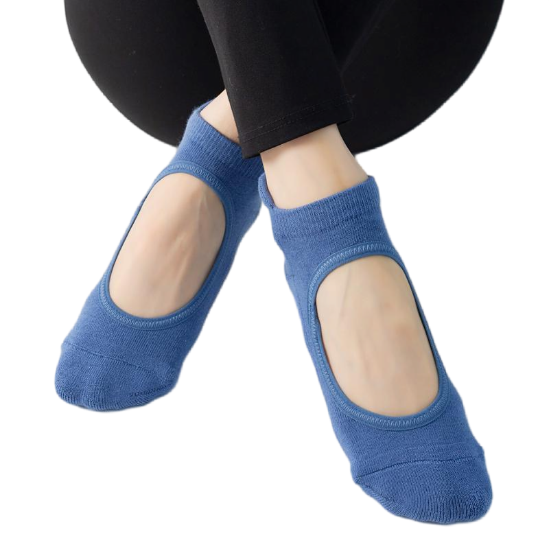 【Yoga Socks】A4深蓝-女士毛圈圆头瑜伽普拉提运动袜